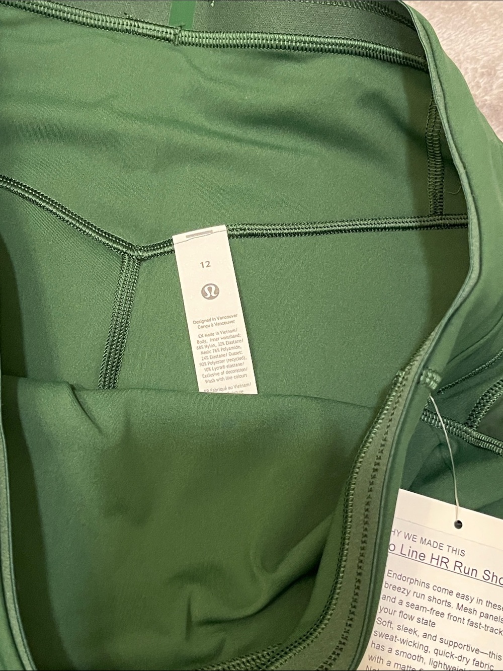 🆕 Lululemon No Line HR Run Short 8” in Ivy Grove, size 12 or 8 - Picture 4 of 7